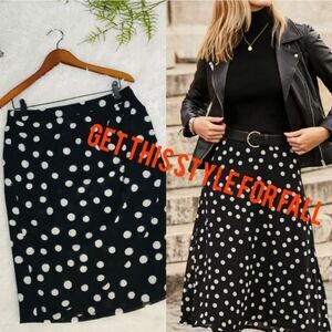 Jones New York Black White Polka Dot Pencil Skirt Size 8